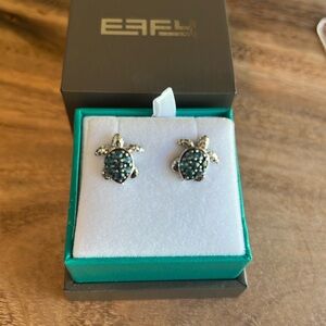 Effy London Blue Topaz Turtle Earrings in Sterling Silver